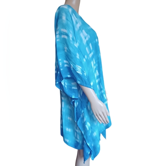 Womens Wearable Art Hand Dyed Bohemian Poncho Tunic Top Oversized Size Small - Picture 6 of 8